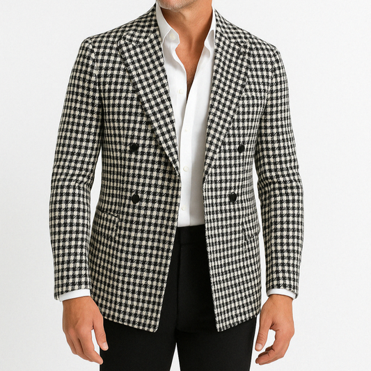 Americana de cuadros cruzada para hombre