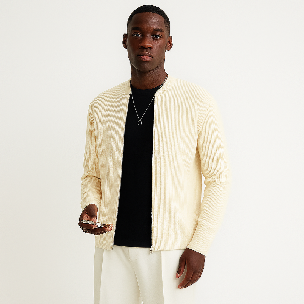 Men's Casual Knitted Zip Cardigan