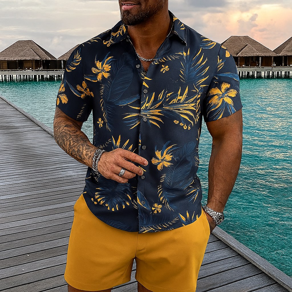 Hugo Retro Hawaiian Outfit Set in Beach Style