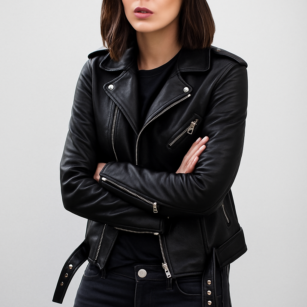 Slim Fit Biker Leather Jacket for Women