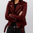 Taillierte Biker-Lederjacke für Damen