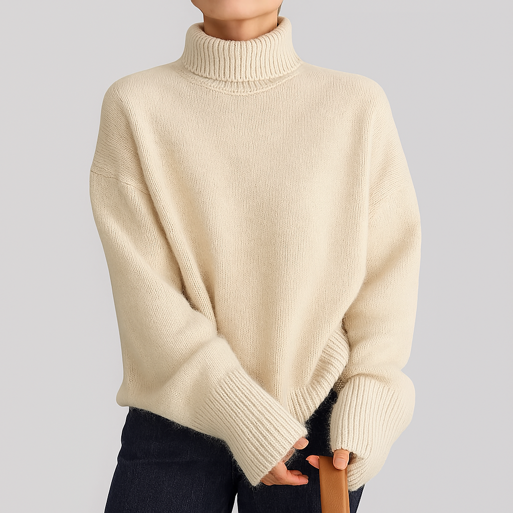 Thick Cashmere-like Winter Sweater for Women with High Collar