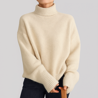 Thick Cashmere-like Winter Sweater for Women with High Collar