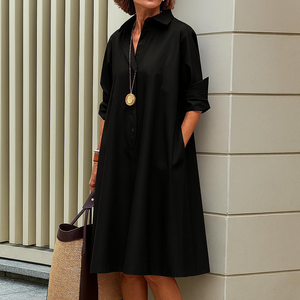 Estilo minimalista intemporal para um vestido de elegância descontraída