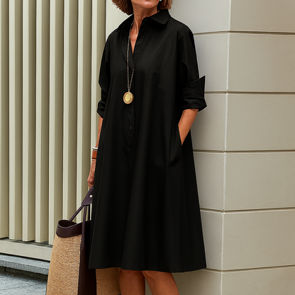 Estilo minimalista intemporal para um vestido de elegância descontraída
