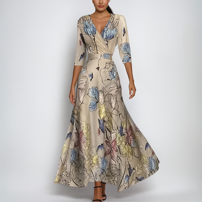 Summer-ready bohemian maxi dress with V-neck