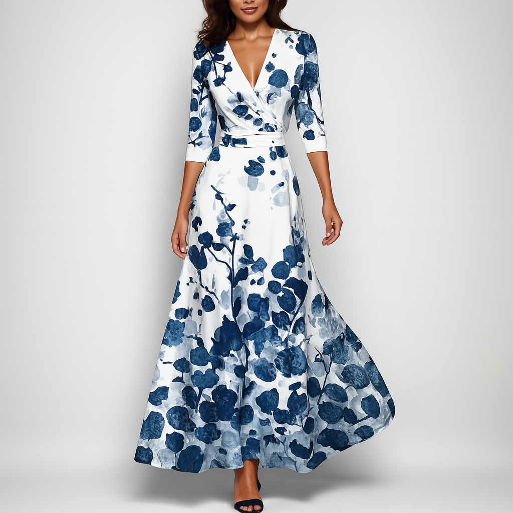 Summer-ready bohemian maxi dress with V-neck