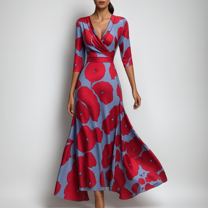 Summer-ready bohemian maxi dress with V-neck