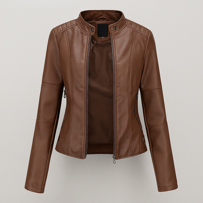 Tailored Red Leather Motorcycle Jacket for Women