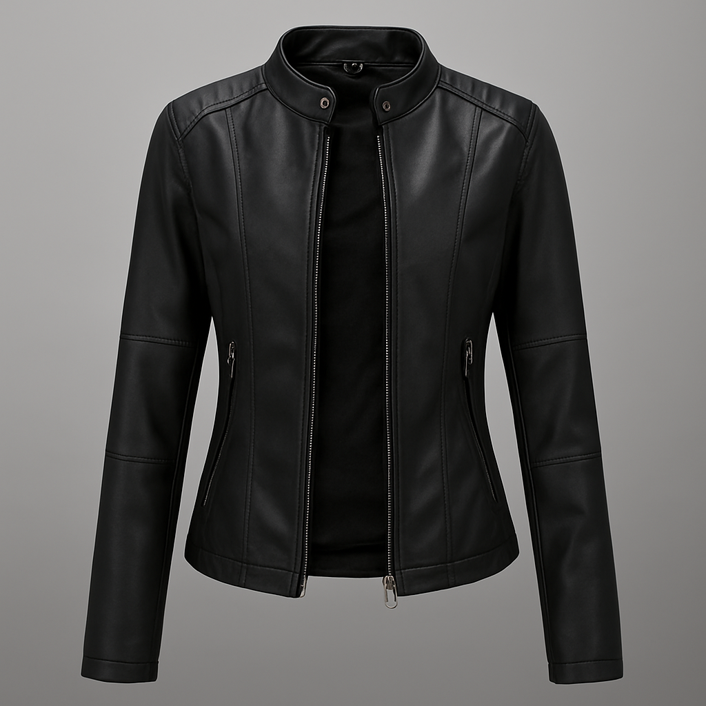 Tailored Red Leather Motorcycle Jacket for Women