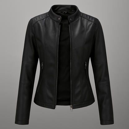 Tailored Red Leather Motorcycle Jacket for Women