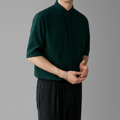 Men's Long Sleeve Shirt with Mandarin Collar