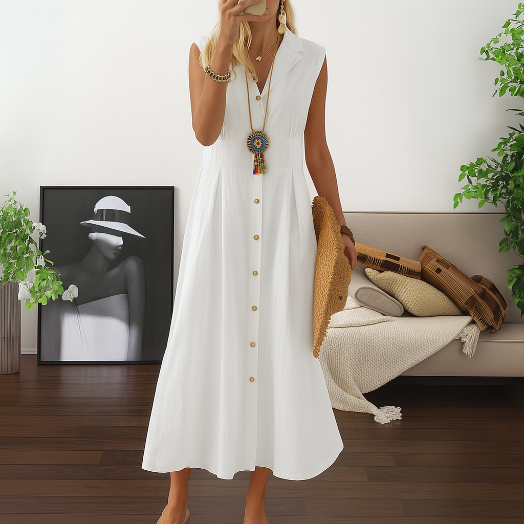 Flowy A-line maxi dress with buttons