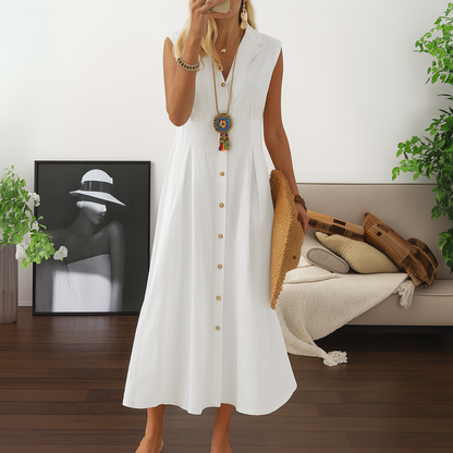 Flowy A-line maxi dress with buttons