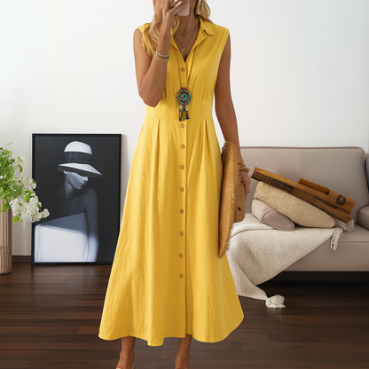 Flowy A-line maxi dress with buttons