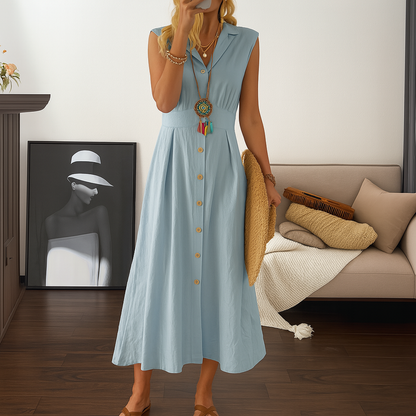 Flowy A-line maxi dress with buttons