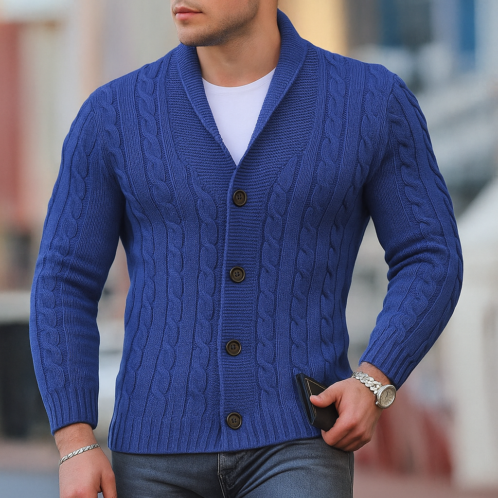 Cardigan classico da uomo in maglia calda