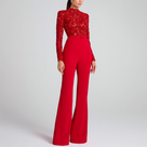Ladies' jumpsuit with lace top