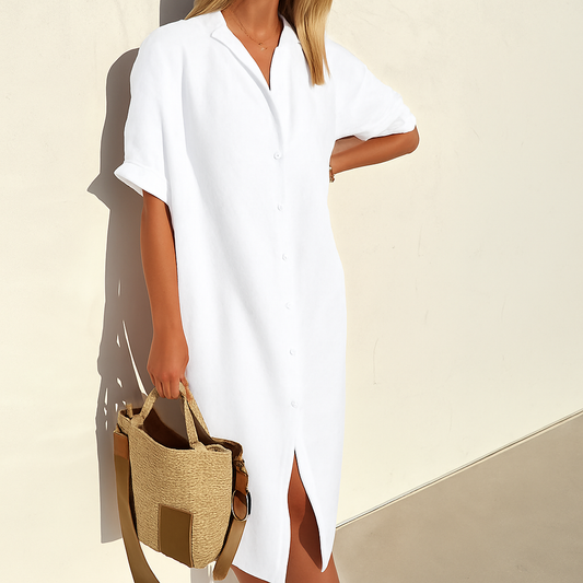 Vestido camisa de lino para mujer