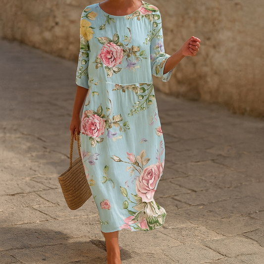 Vestido de verano elegante con estampado floral para mujer