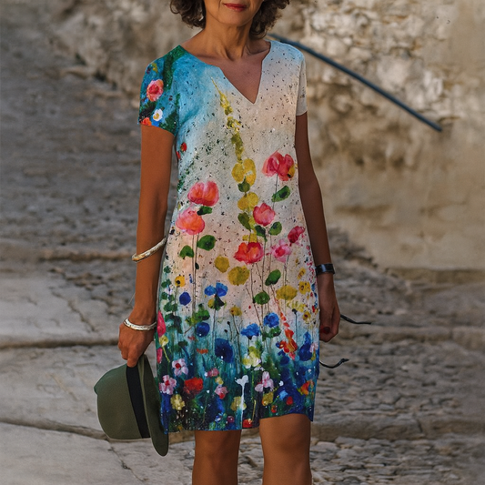Vestido casual de cuello en V para mujer