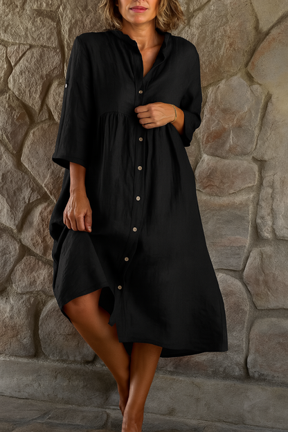 Relaxed Cotton-Linen Shirt Dress