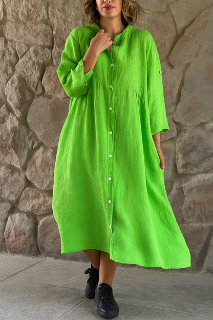 Relaxed Cotton-Linen Shirt Dress