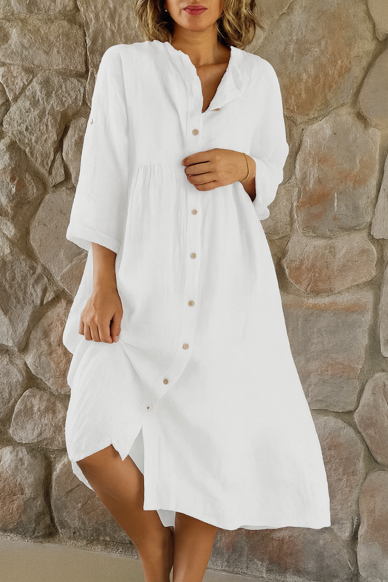 Relaxed Cotton-Linen Shirt Dress