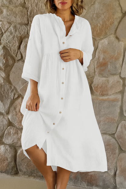 Relaxed Cotton-Linen Shirt Dress