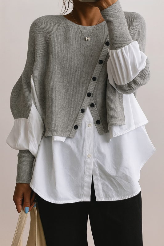 Camisola dois em um com bainha de blusa branca