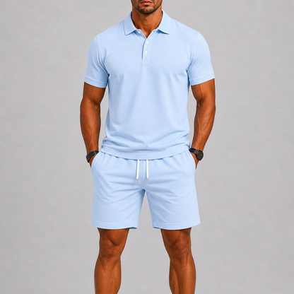 Men's Summer Sports Set – Polo & Shorts, Lightweight Comfort