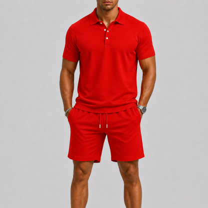 Men's Summer Sports Set – Polo & Shorts, Lightweight Comfort