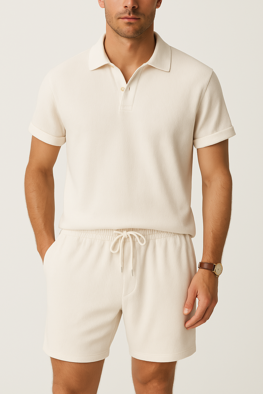 Men's Twill Shirt with Short Sleeves