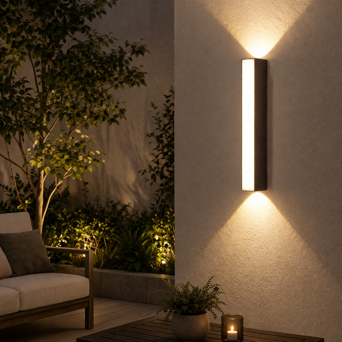 Rectangular outdoor wall lamp, waterproof lighting