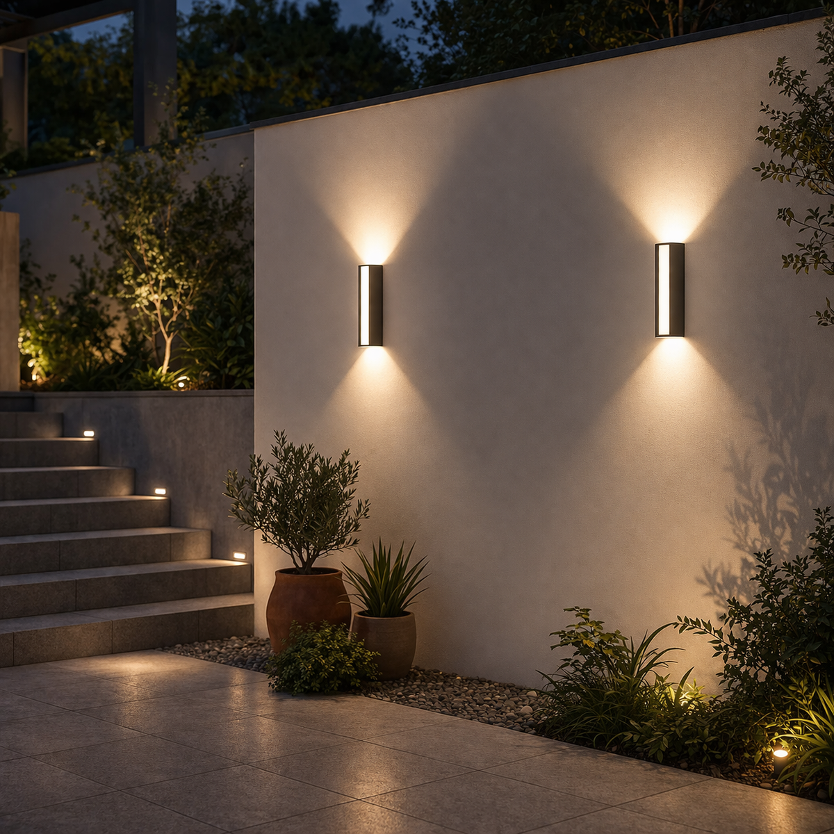 Rectangular outdoor wall lamp, waterproof lighting