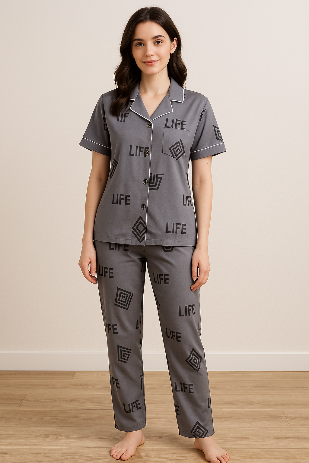 Pyjama set with shirt and button closure - Rex