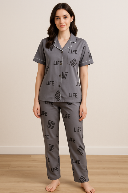 Pyjama set with shirt and button closure - Rex