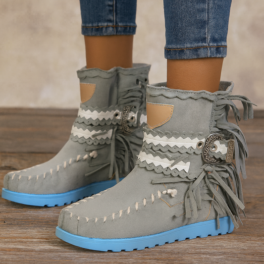 Botas bohemias estilo vaquero con flecos