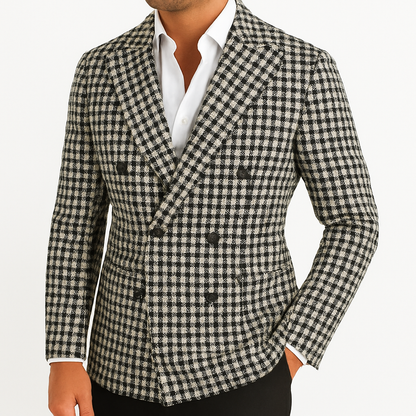 Men's Checked Double-Breasted Blazer