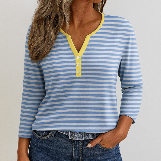 Camiseta casual de cuello en V para mujer