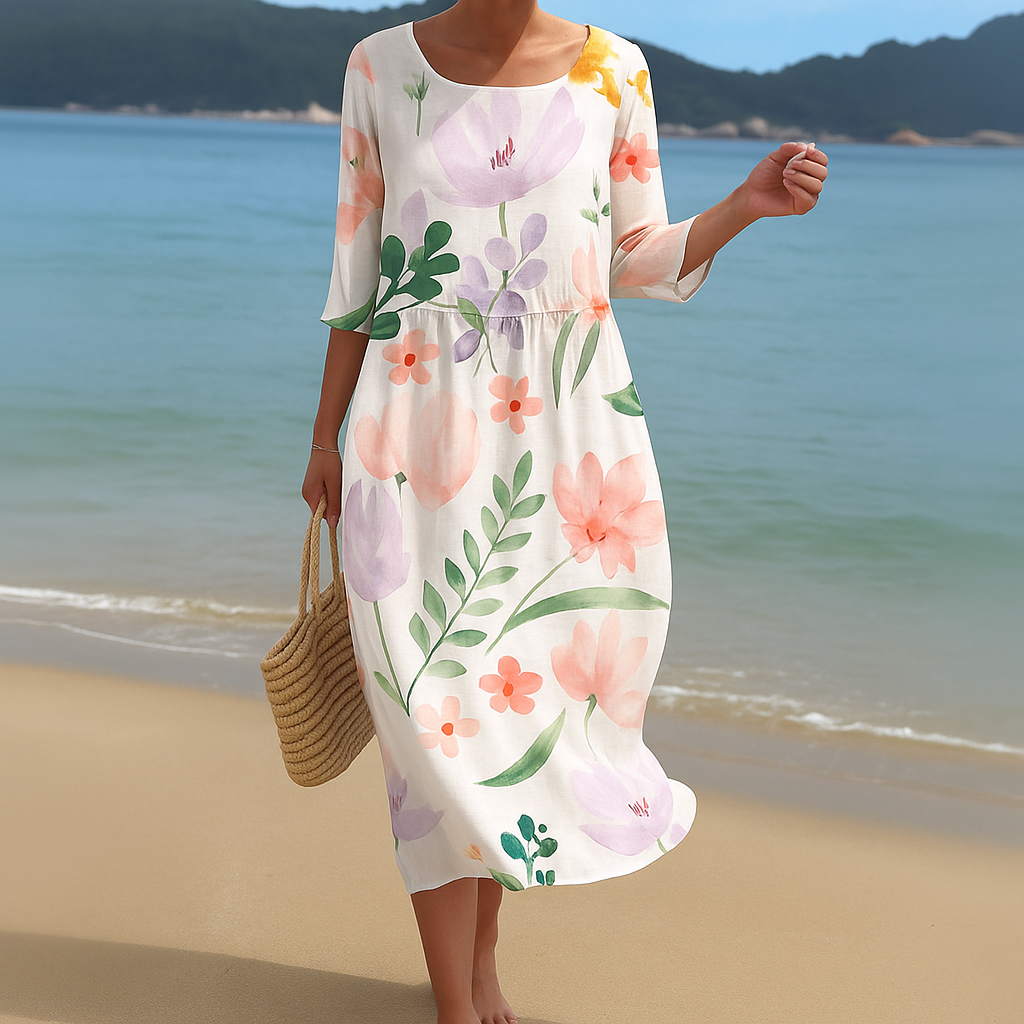Flowing and Lightweight Elegant Midi Dress for Women