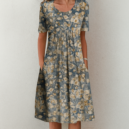 Effortless Vintage Summer Dress with Floral Ruffles