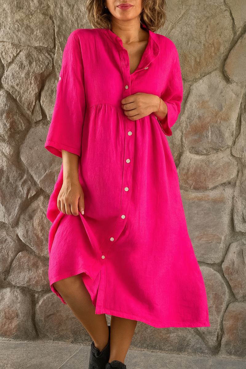 Relaxed Cotton-Linen Shirt Dress