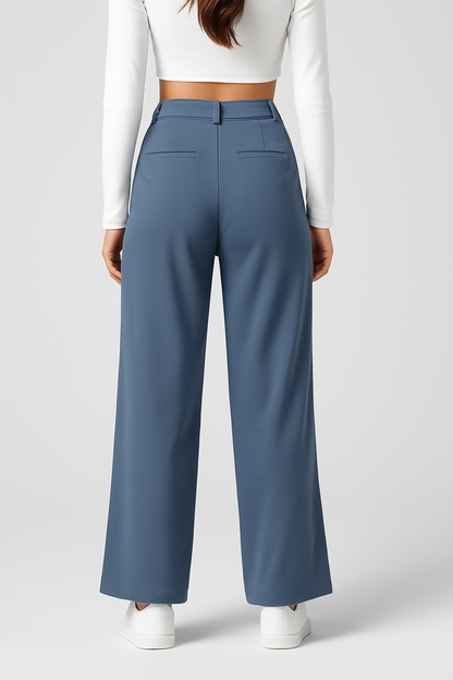 High-Waisted Trousers for Women with Elastic Waist and Wide Legs