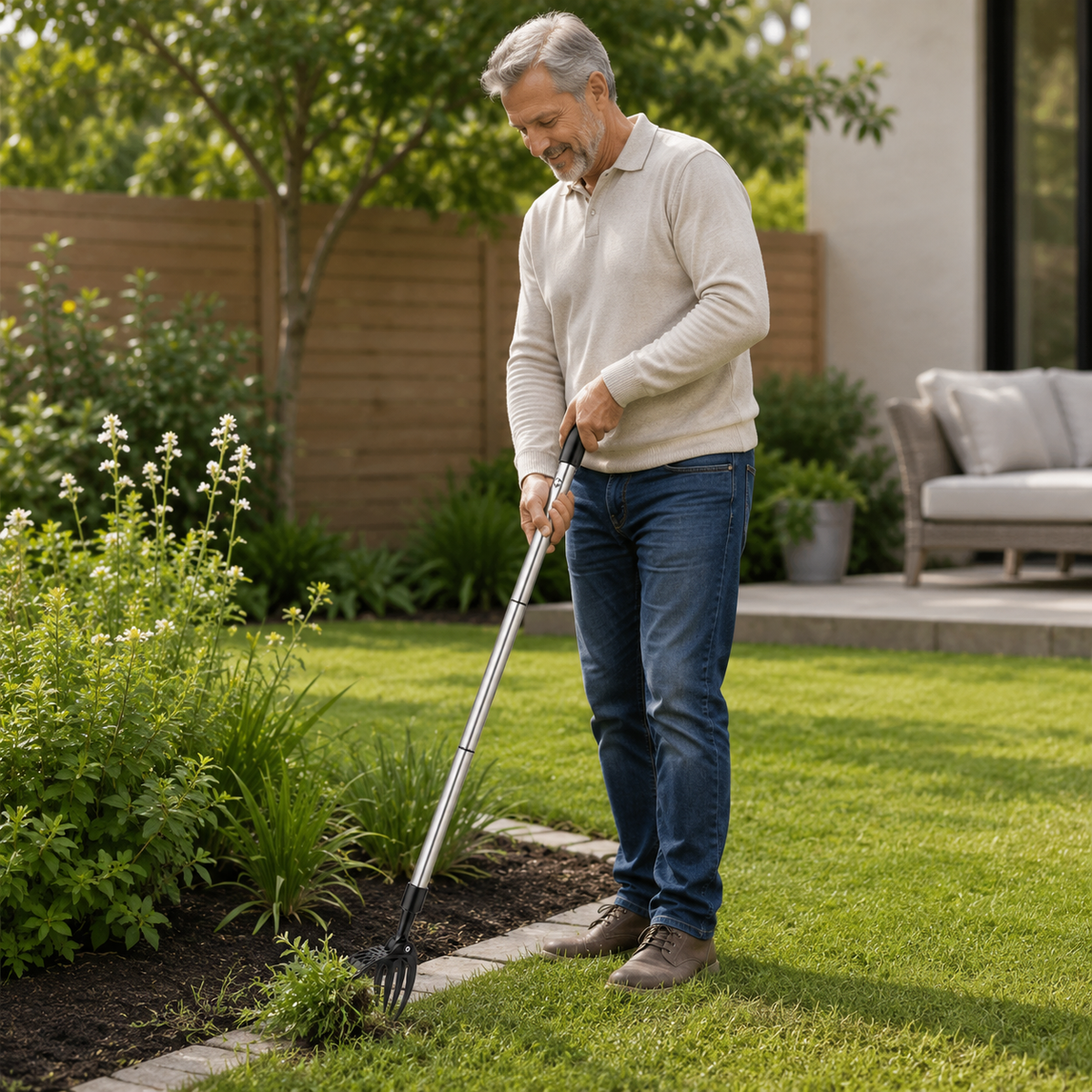 Detachable Weed Remover - Stainless Steel - Adjustable Long Handle