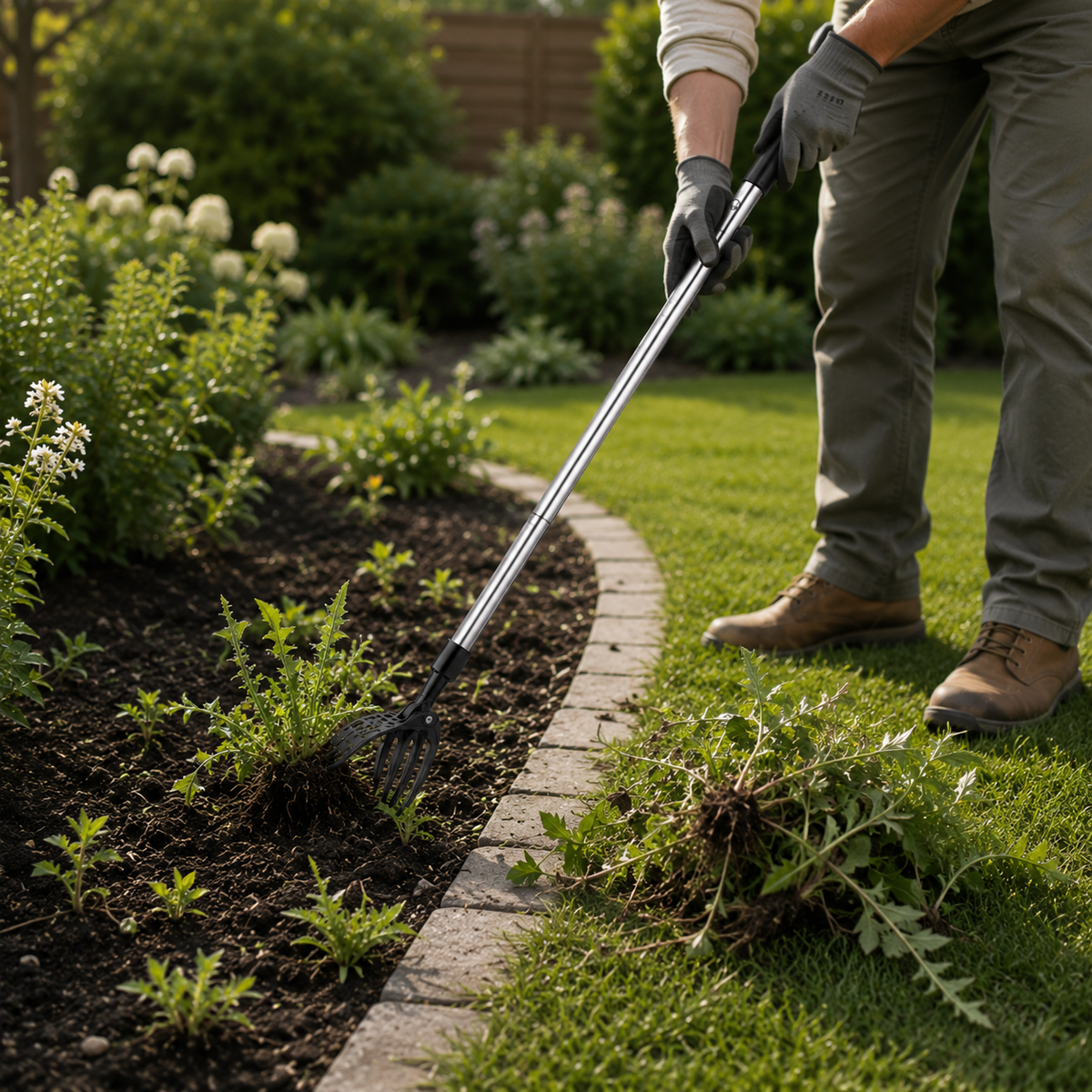 Detachable Weed Remover - Stainless Steel - Adjustable Long Handle