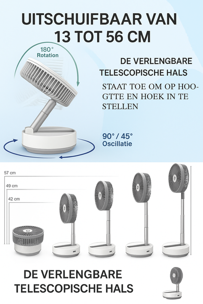 Battery-operated fan - cool for up to 24 hours on a single charge