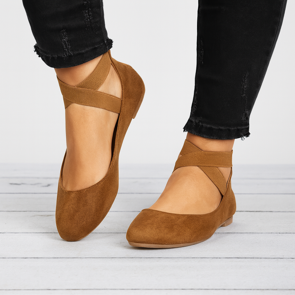 Bailarinas de ante con tiras elásticas
