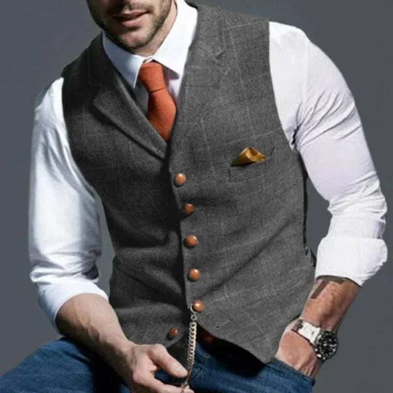 Checked Men's Vest – Elegant with Versatile Appeal