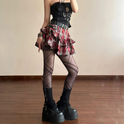 Checked Mini Skirt with Ruffles - Kennedy